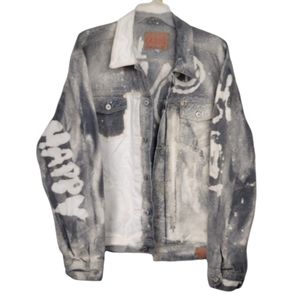 Diy Vintage Gap grey bleached denim jackets 4xl